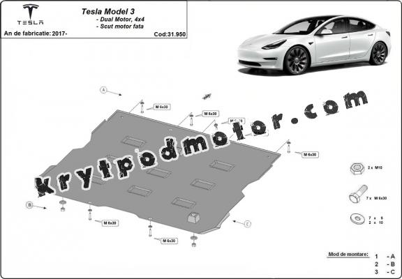 Přední štít elektromotoru pro Tesla Model 3 AWD