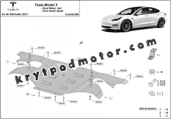 Přední zadní elektromotor Tesla Model 3 AWD