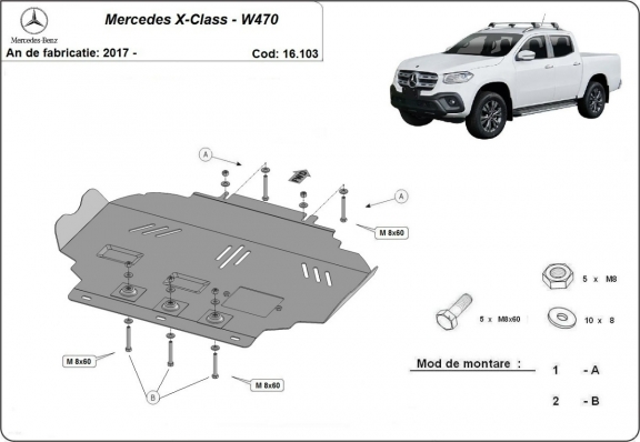 Kryt pod motor Mercedes X-Class W470