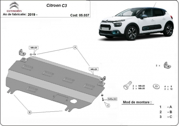 Kryt pod motor Citroen C3