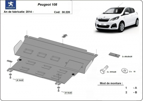 Kryt pod motor Peugeot 108