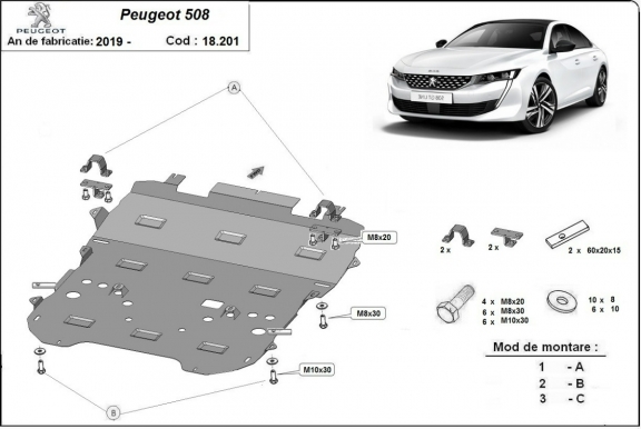 Kryt pod motor Peugeot 508