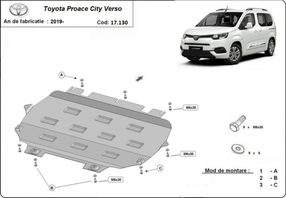 Kryt pod motor Toyota Proace City Verso