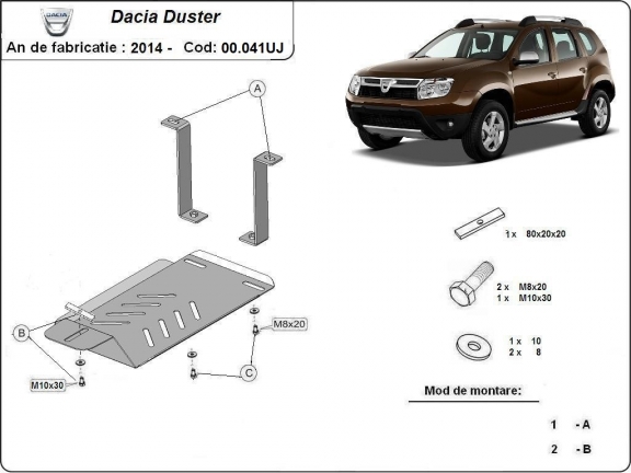 Hliníkový kryt pod diferenciál Dacia Duster 4x4