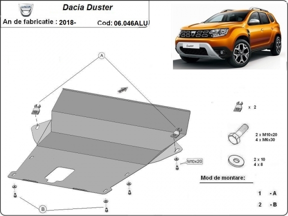 Hliníkový kryt pod motor Dacia Duster