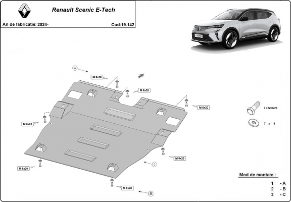 Kryt pod motor Renault Scenic E-Tech