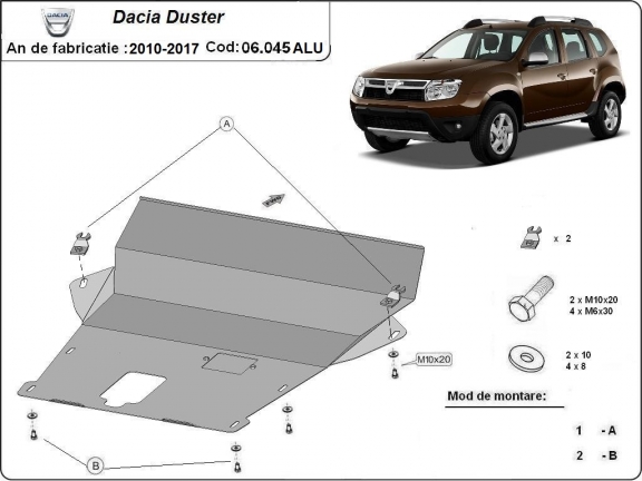 Hliníkový kryt pod motor Dacia Duster