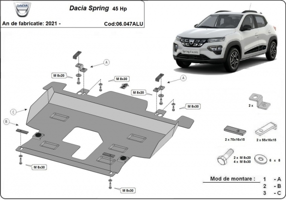 Hliníkový kryt pod motor Dacia Spring
