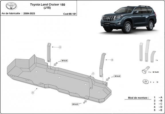 Kryt pod nádrž Toyota Land Cruiser J150