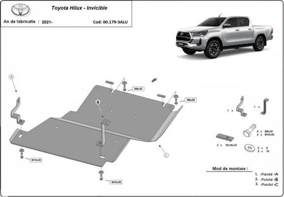 Kryt pod hliník  diferenciál Toyota Hilux Invincible - Aluminium