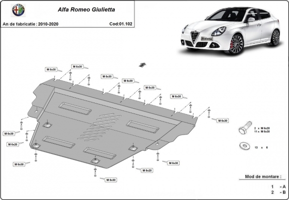 Kryt pod motor Alfa Romeo Giulietta