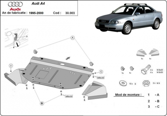 Kryt pod motor Audi A4  B5
