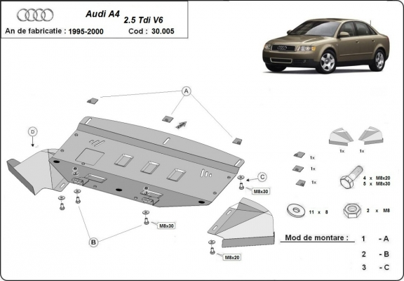Kryt pod motor Audi A4  B5