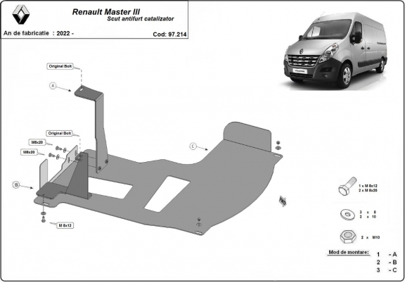 Kryt pod katalyzator/cat lock Renault Master 3