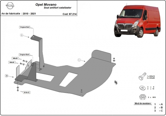 Kryt pod katalyzator/cat lock Opel Movano B 