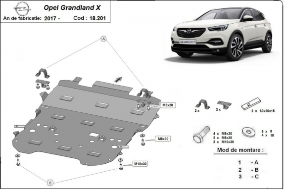 Kryt pod motor Opel Grandland X