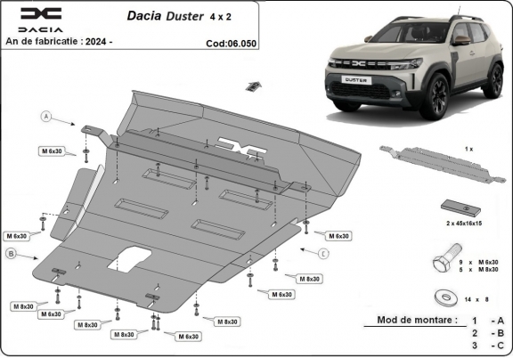 Kryt pod motor Dacia Duster - 4x2