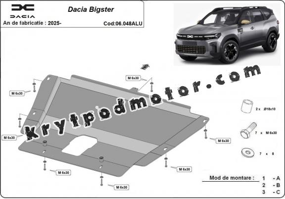 Kryt pod motor hliník Dacia Bigster - 4x4 +4x2