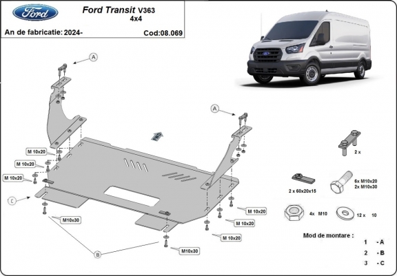Kryt pod motor Ford Transit V363 4x4