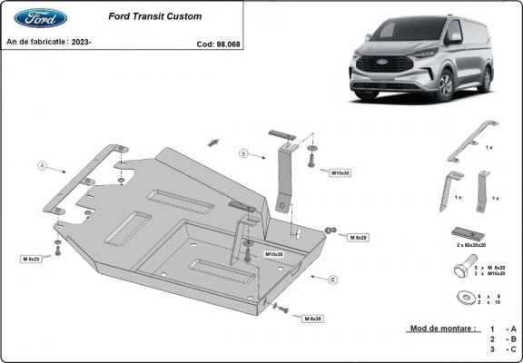 Kryt pod AdBlue Ford Transit Custom