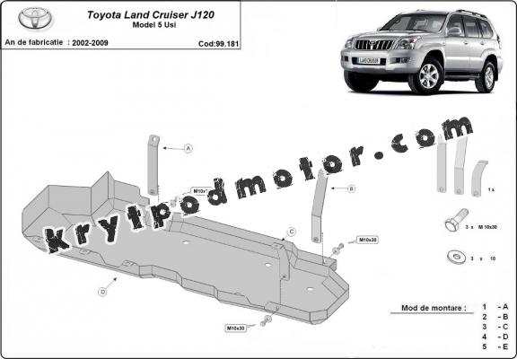 Kryt pod nádrž Toyota Land Cruiser J120 - pouze pro 5 dveřový model