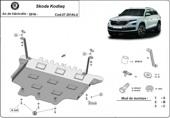 Hliníkový kryt pod motor Skoda Kodiaq