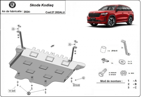 Hliníkový kryt pod motor Skoda Kodiaq