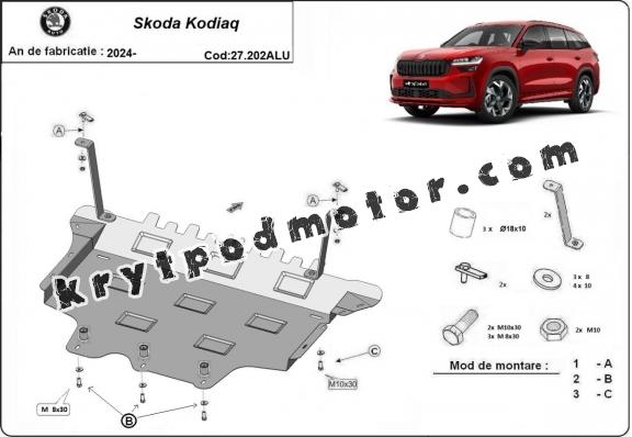 Kryt pod motor hliník Skoda Kodiaq