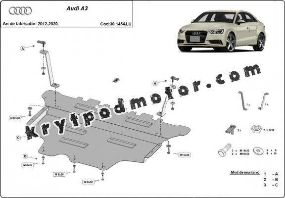 Kryt pod motor hliník Audi A3