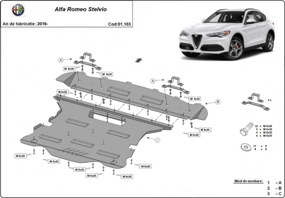 Kryt pod motor Alfa Romeo Stelvio