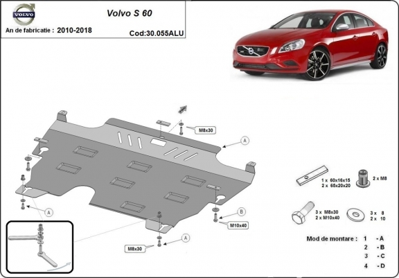Hliníkový kryt pod motor Volvo S60