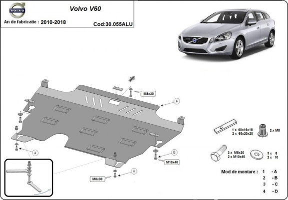 Hliníkový kryt pod motor Volvo V60