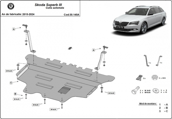 Kryt pod motor Skoda Superb - automatická převodovka