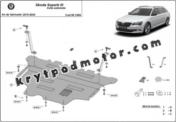 Kryt pod motor Skoda Superb - automatická převodovka