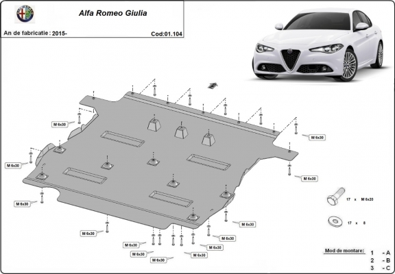 Kryt pod motor Alfa Romeo Giulia