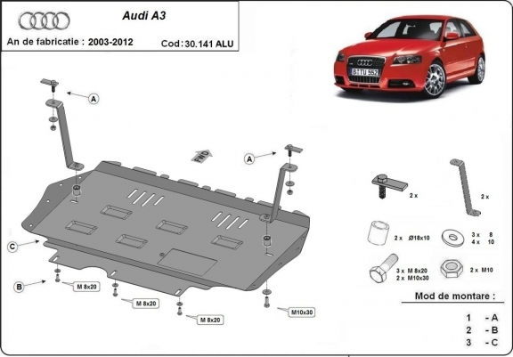 Hliníkový kryt pod motor Audi A3