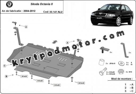 Hliníkový kryt pod motor Skoda Octavia 2