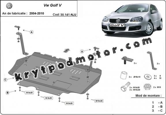 Hliníkový kryt pod motor Vw Golf mk5