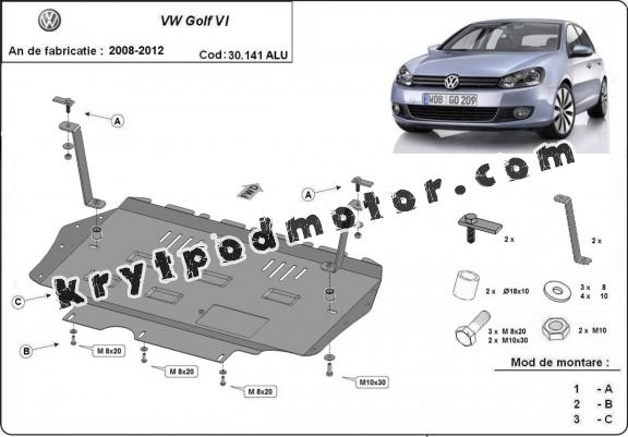 Hliníkový kryt pod motor VW Golf 6