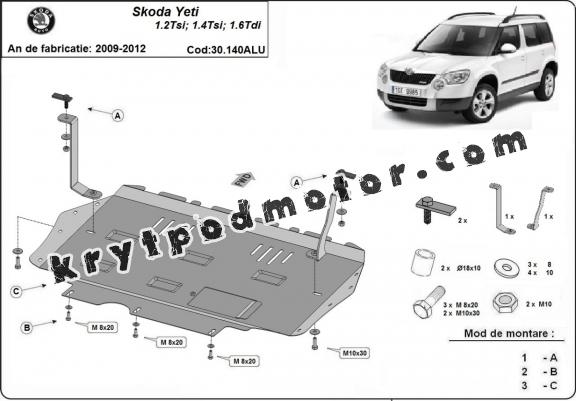 Hliníkový kryt pod motor Skoda Yeti