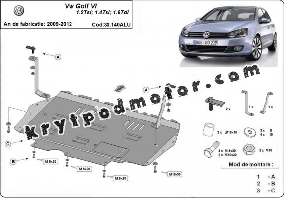 Hliníkový kryt pod motor VW Golf 6