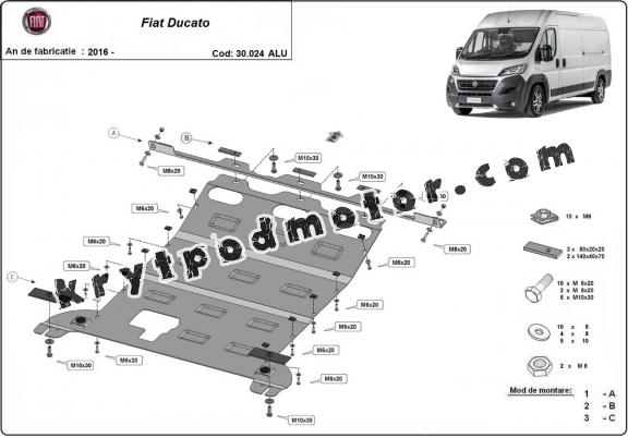 Hliníkový kryt pod motor Fiat Ducato