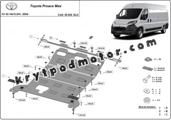 Hliníkový kryt pod motor Toyota Proace Max