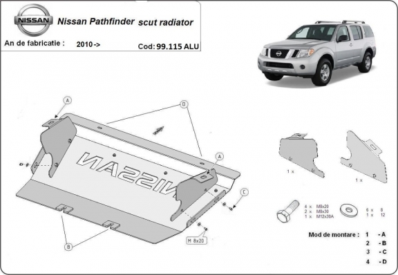 Hliníkový kryt pod chladič Nissan Pathfinder