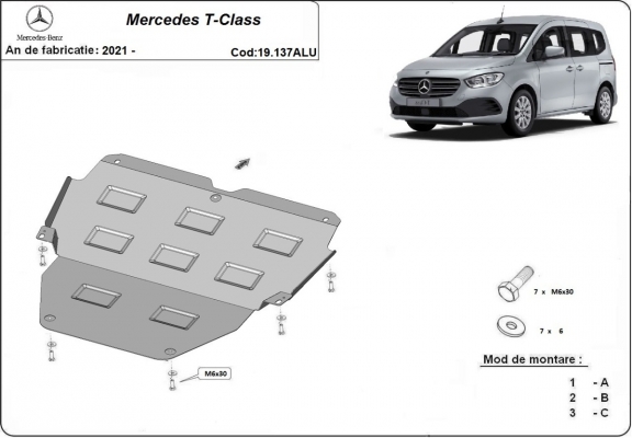 Hliníkový kryt pod motor Mercedes T-Class