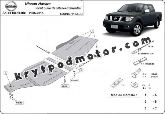 Hliník kryt pod převodovka Nissan Navara