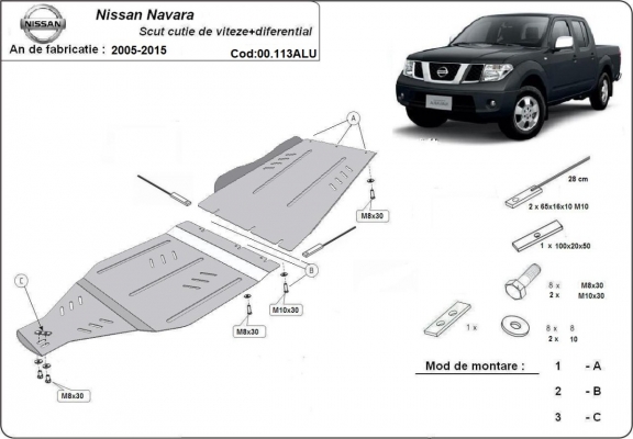Hliník kryt pod převodovka Nissan Navara