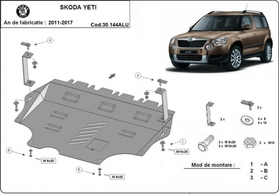 Hliníkový kryt pod motor Skoda Yeti