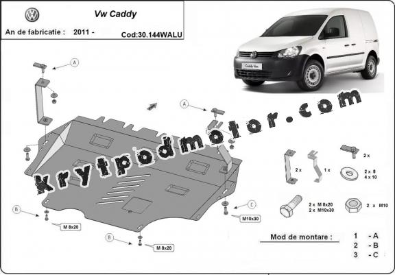 Hliníkový kryt pod motor VW Caddy - Webasto