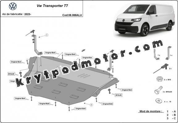 Hliníkový kryt pod motor Volkswagen Transporter T7 Van Hliníkový kryt pod motor Volkswagen Transporter T7 Van